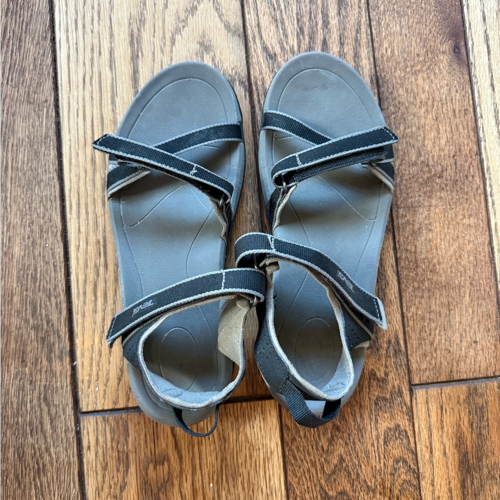 TEVA Gray and Black Outdoor Sandals with Adjustable Straps